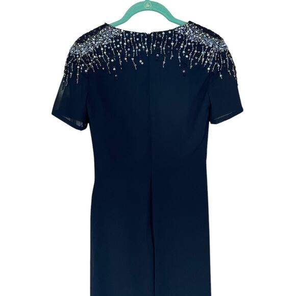 Mac Duggal Black Sequined Embellished Shoulder Evening Gown Style 55704 Sz 2 NWT - Picture 8 of 12